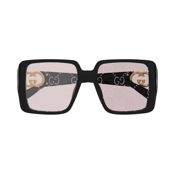 🕶️ New Gucci GG1692S 006 Sunglasses - Black Frame, /Pink with GG Pattern Lenses - Picture 2 of 13